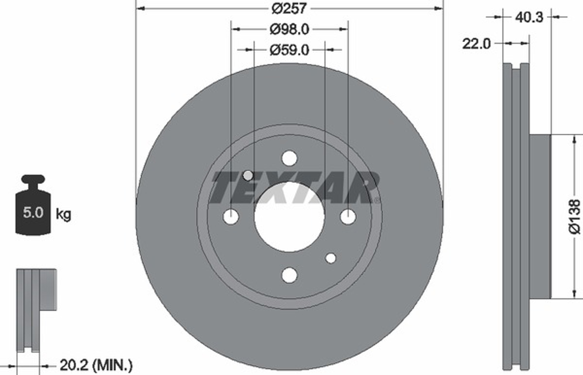 92069603 TEXTAR Диск тормозной