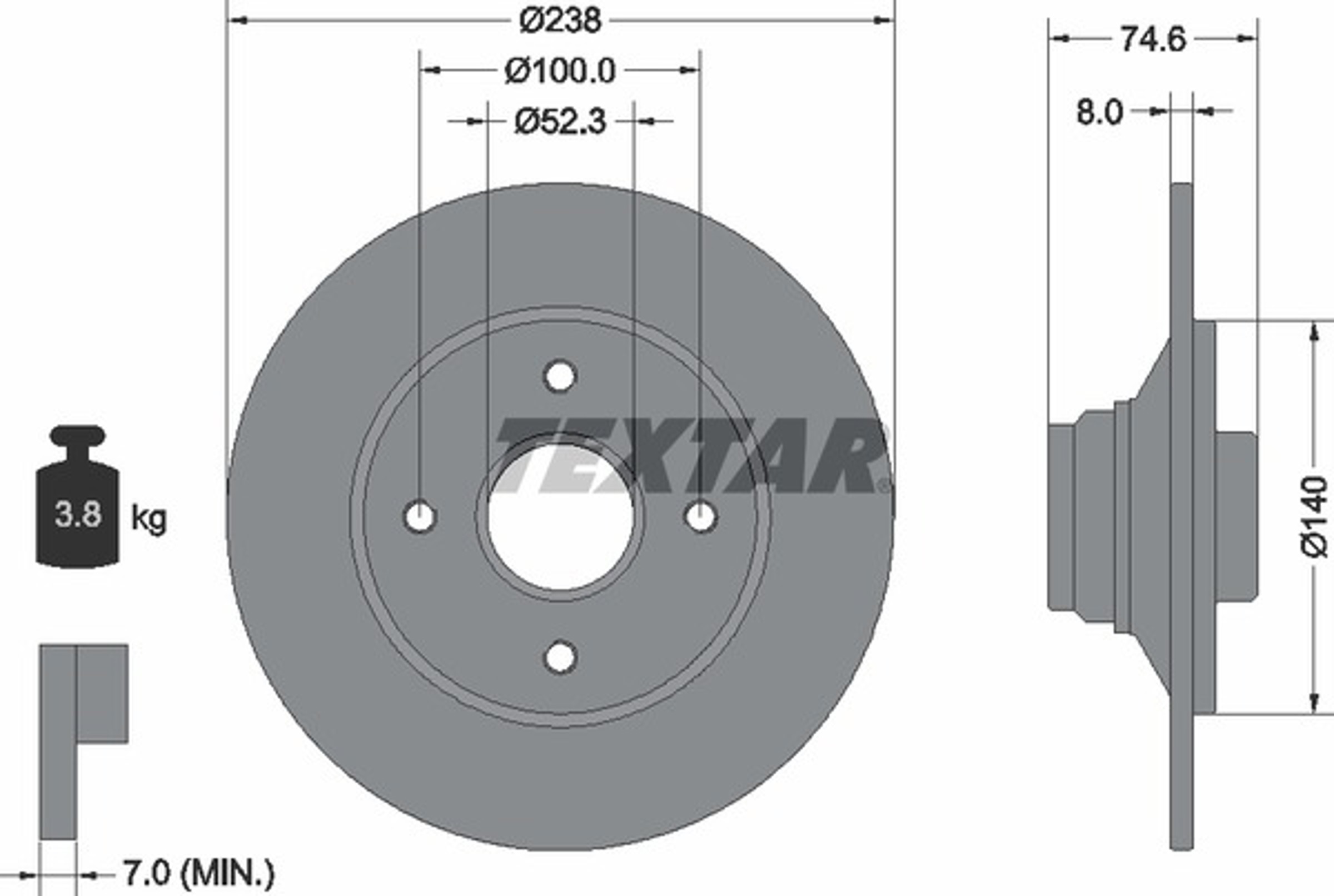 Диск тормозной TEXTAR 92070300