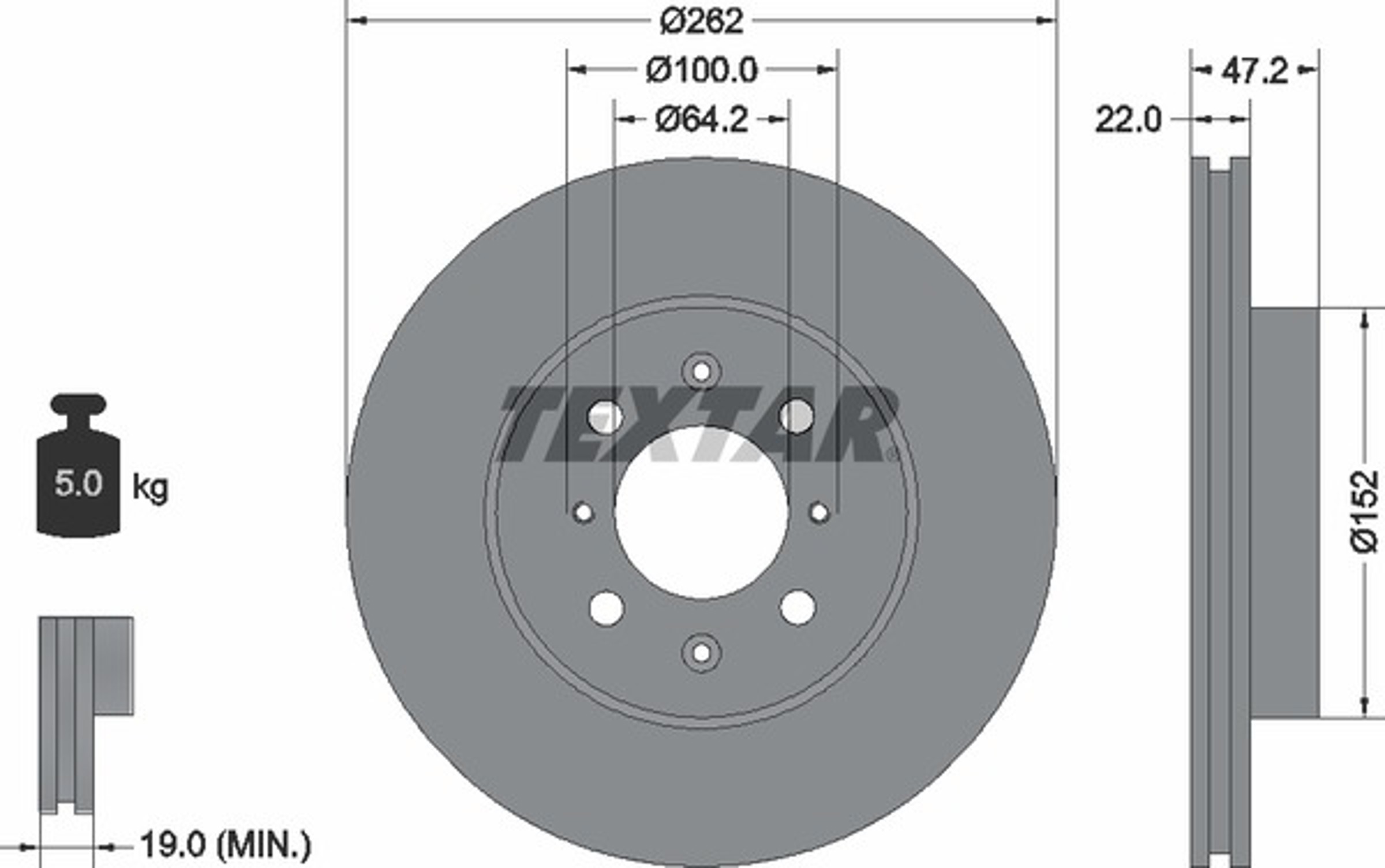 Диск тормозной TEXTAR 92070600