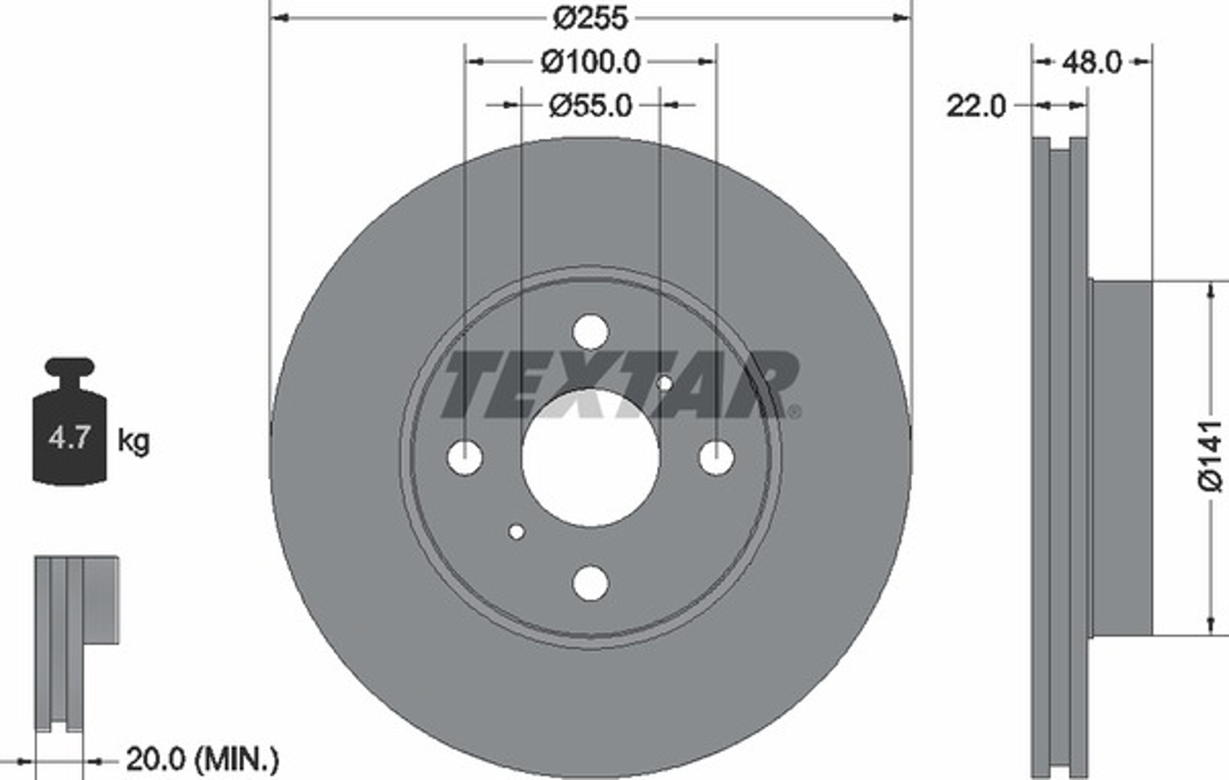 Диск тормозной TEXTAR 92077203