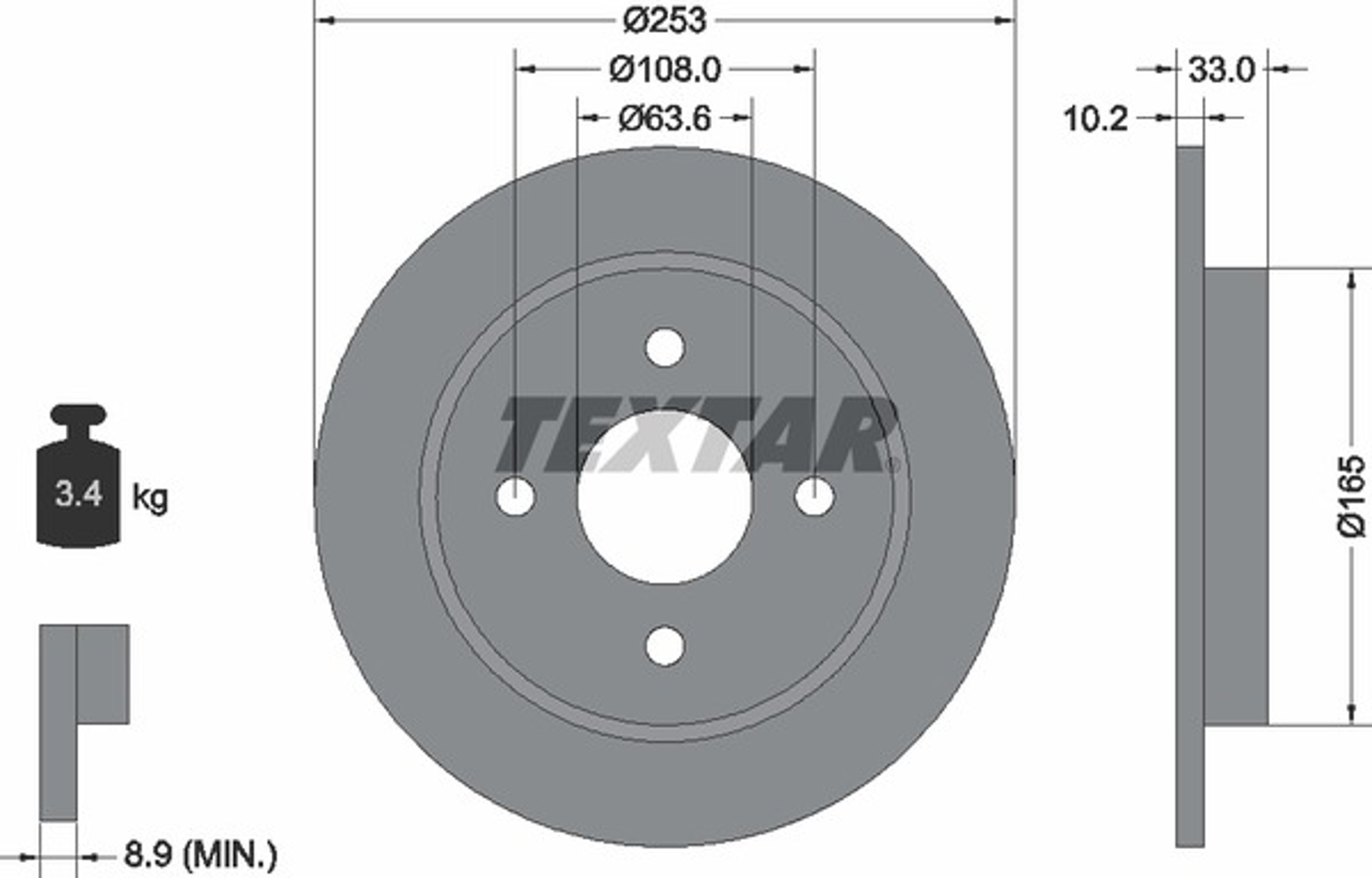 Диск тормозной TEXTAR 92088403