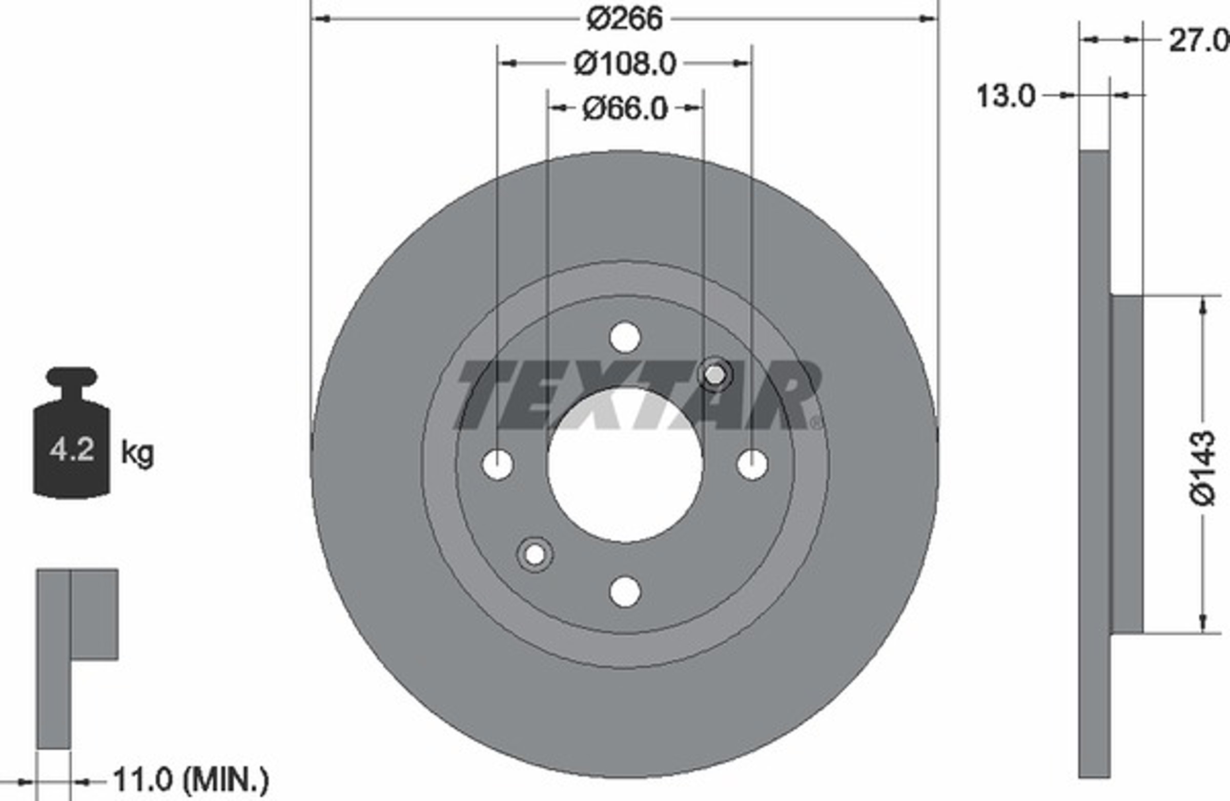 Диск тормозной TEXTAR 92089103