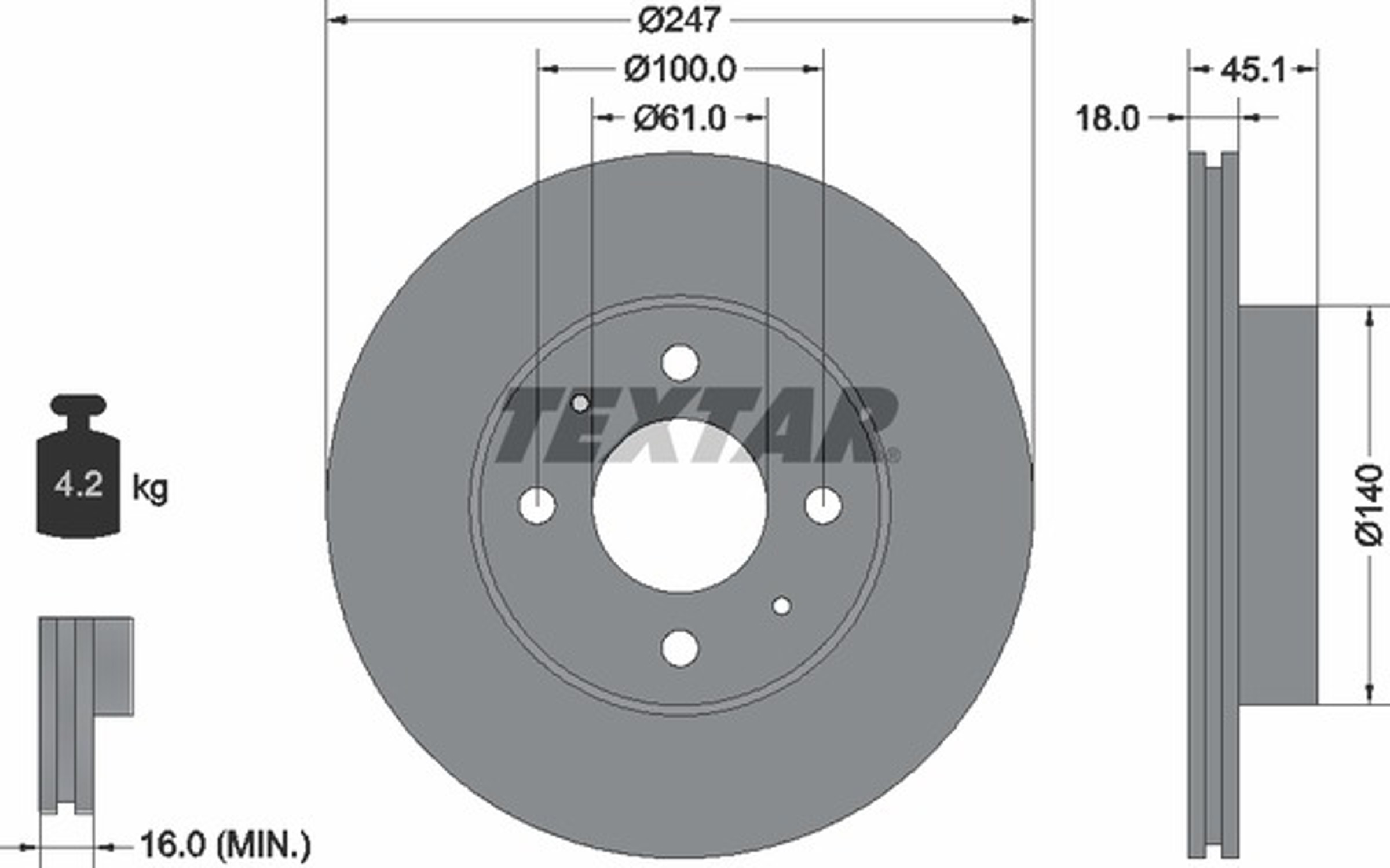 Диск тормозной TEXTAR 92091000