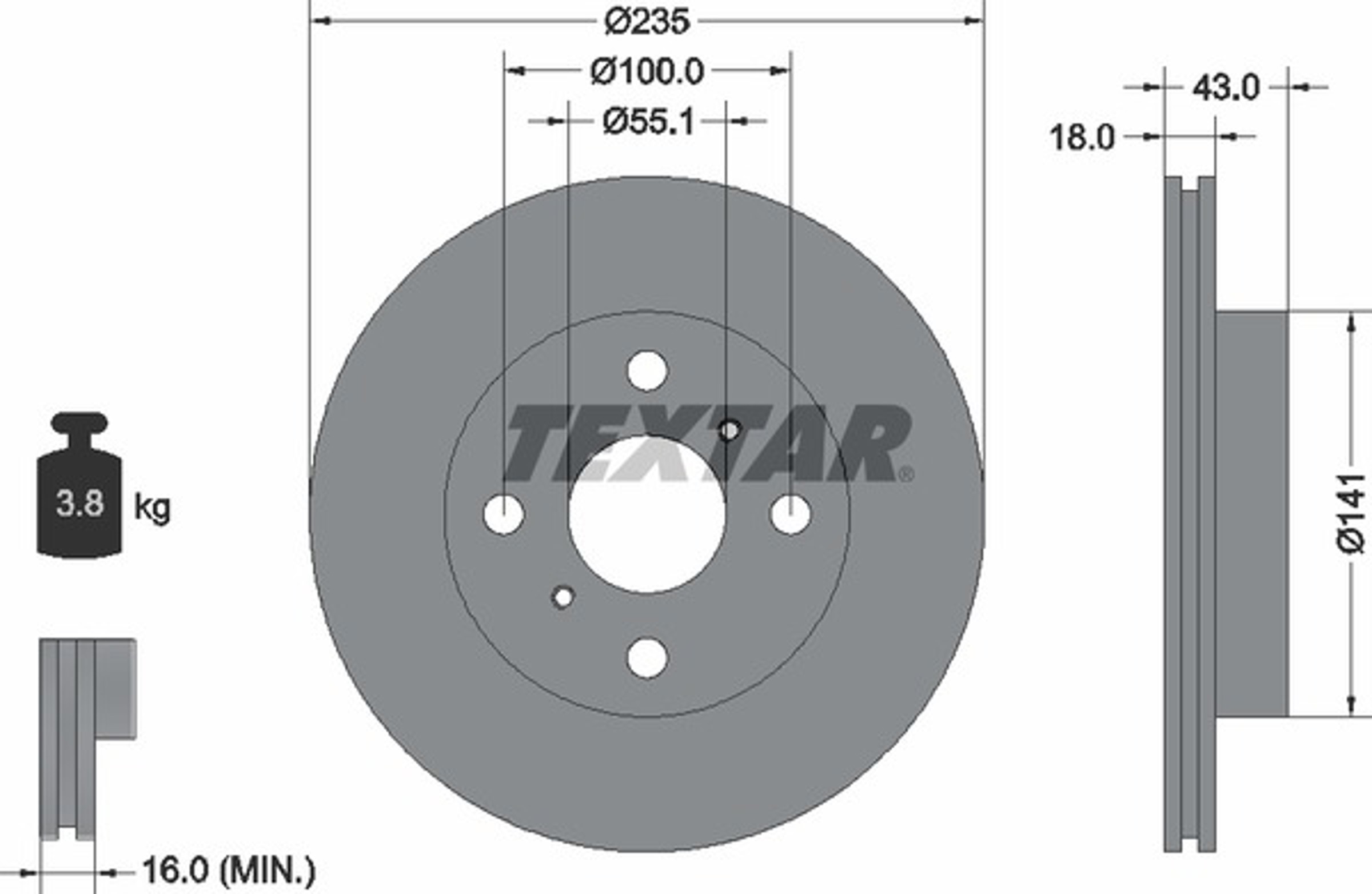 Диск тормозной TEXTAR 92103603