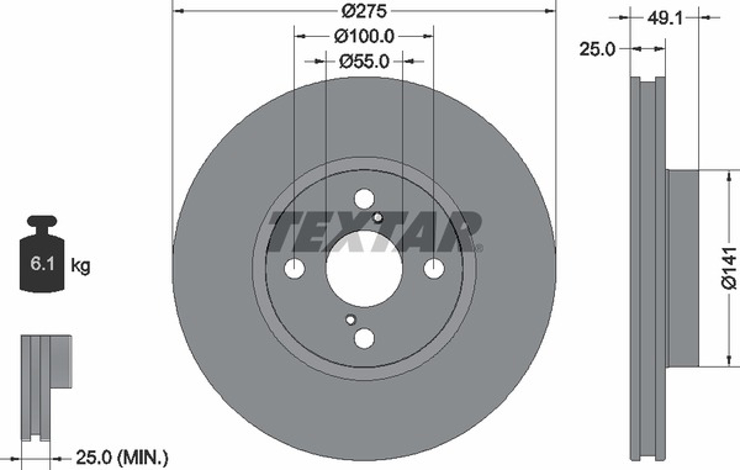 Диск тормозной TEXTAR 92126003