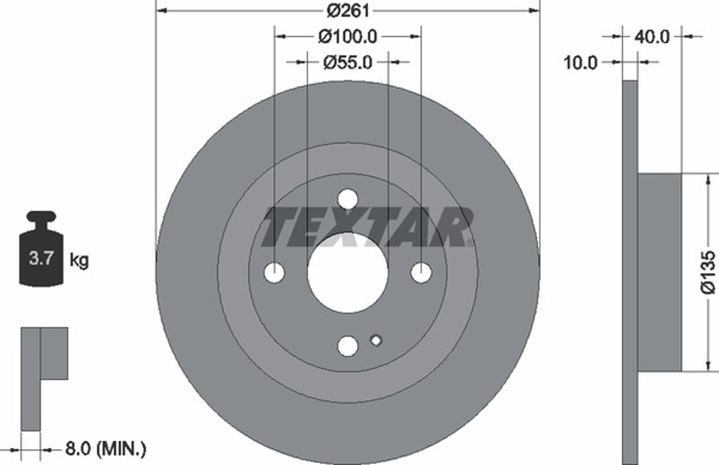 Диск тормозной TEXTAR 92130200
