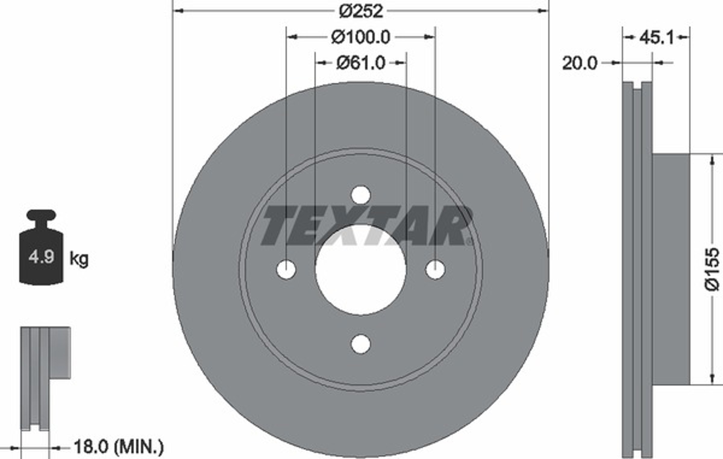 Диск тормозной TEXTAR 92148800