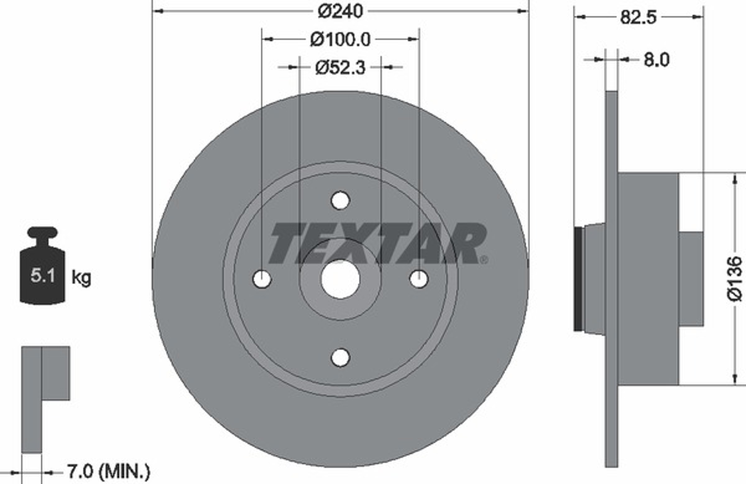 Диск тормозной TEXTAR 92154403