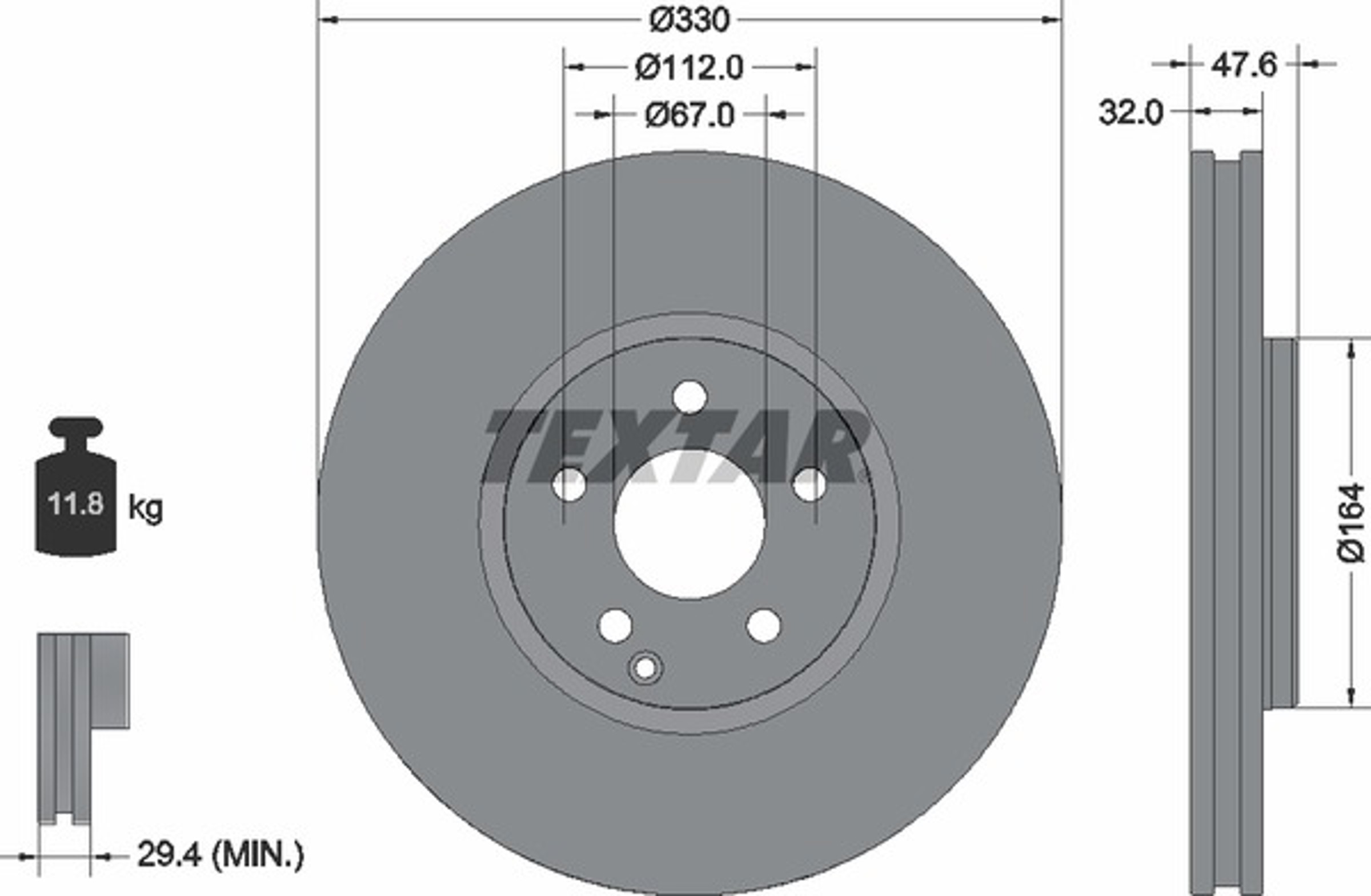 Диск тормозной TEXTAR 92198805