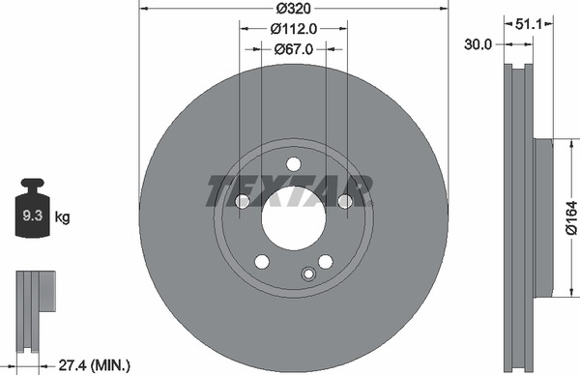 Диск тормозной TEXTAR 92258003