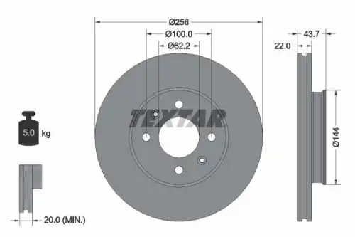 92304603 TEXTAR диск тормозной с покрытием PRO