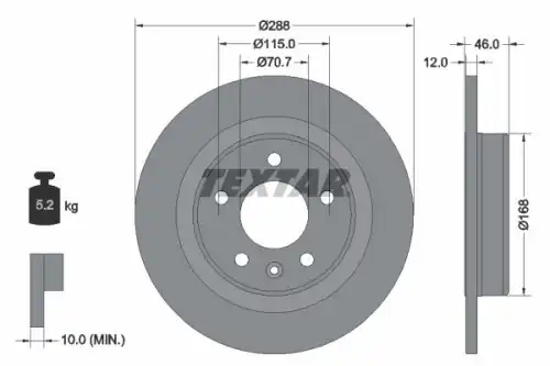92314603 диск тормозной pro 288x12/46 TEXTAR 92314603