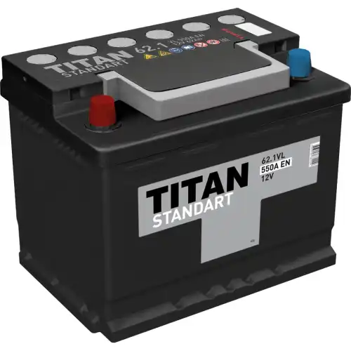 4607008882209 TITAN Аккумулятор TITAN STANDART 12V 62Ah 550A (L+) 242х175х190 15.6кг