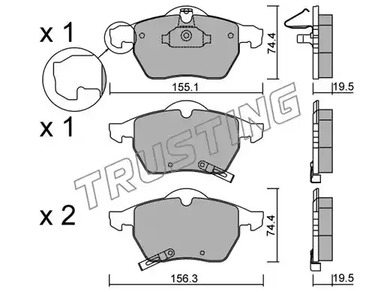 Комплект тормозных колодок дискового тормоза TRUSTING 120.2