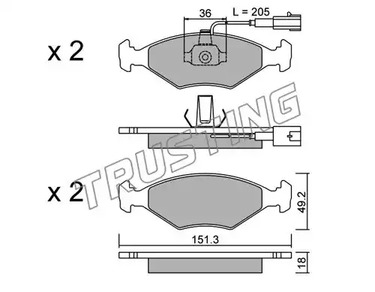 Тормозные колодки TRUSTING 282.0