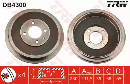 Барабан тормозной TRW DB4300