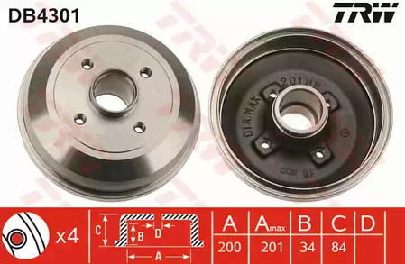 Барабан тормозной TRW DB4301