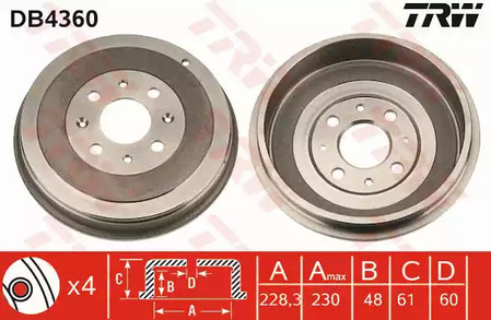 Барабан тормозной TRW DB4360