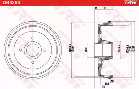 Фото 1 DB4363 TRW Барабан тормозной