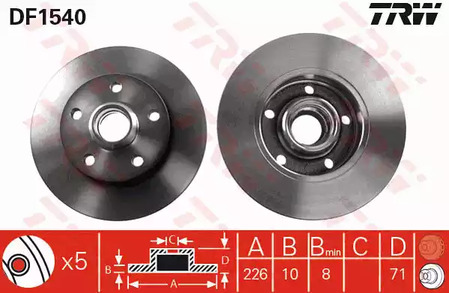 Тормозные диски TRW DF1540