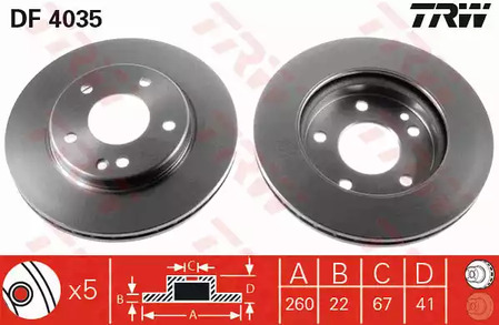 Тормозные диски TRW DF4035