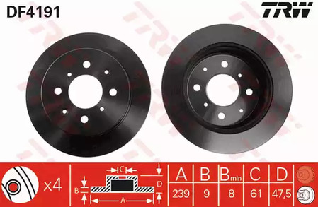 DF4191 TRW Тормозные диски