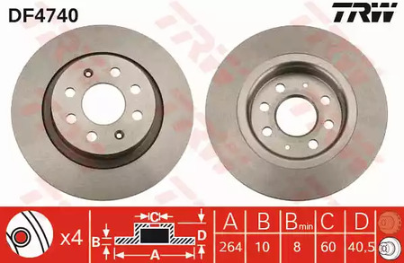 Тормозной диск TRW DF4740