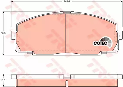 Комплект тормозных колодок дискового тормоз cotec TRW GDB770