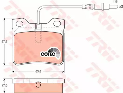 Комплект тормозных колодок дискового тормоз cotec TRW GDB985