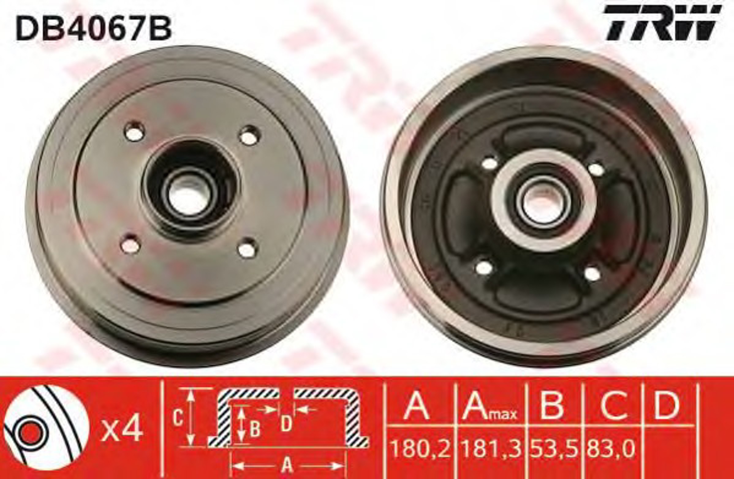 Барабан тормозной TRW DB4067B