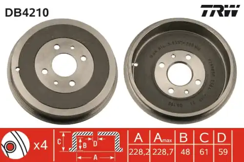 Тормозной барабан TRW DB4210