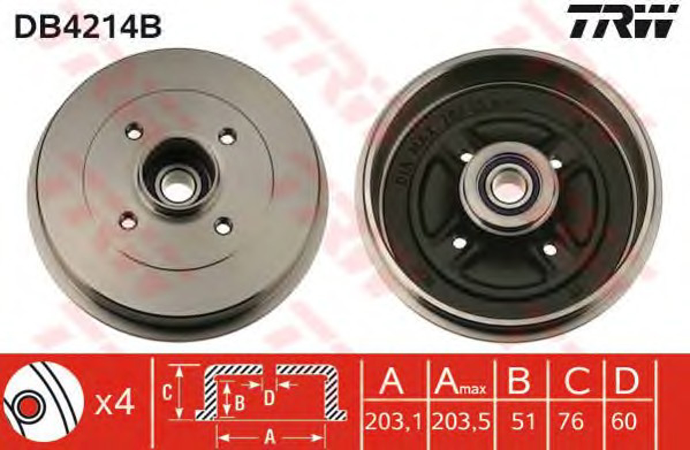 Барабан тормозной TRW DB4214B