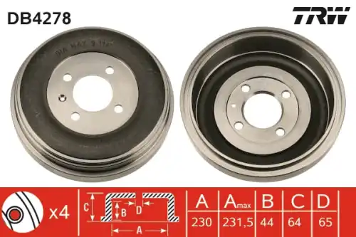 Тормозной барабан TRW DB4278