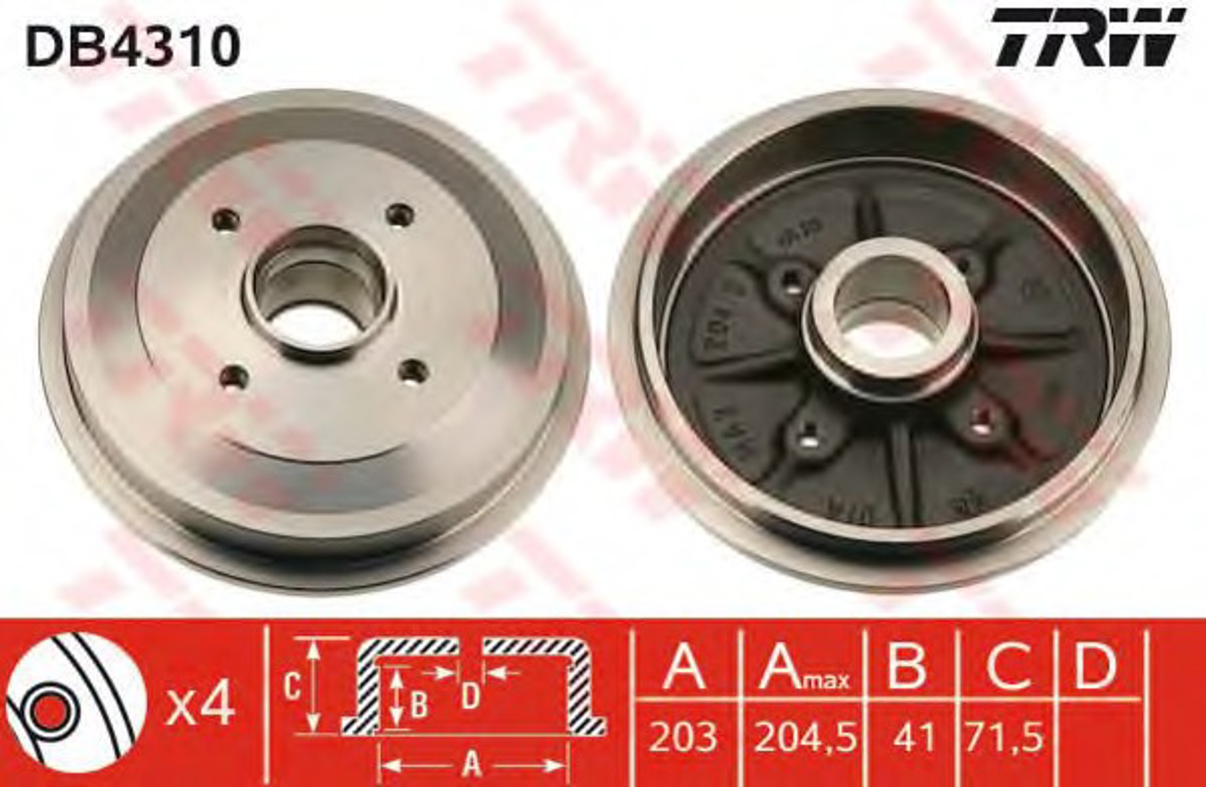 Барабан тормозной TRW DB4310