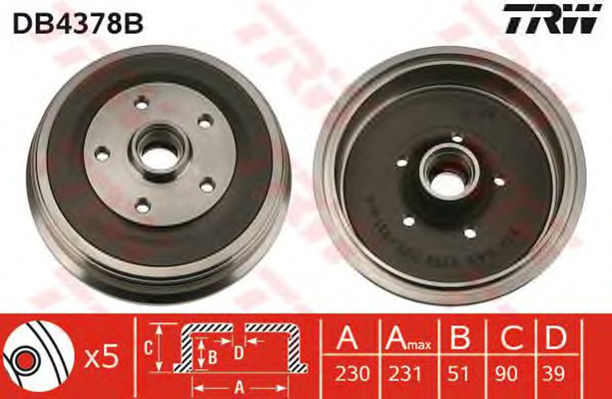 Барабан тормозной TRW DB4378B