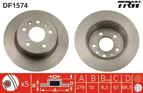 тормозные диски TRW DF1574