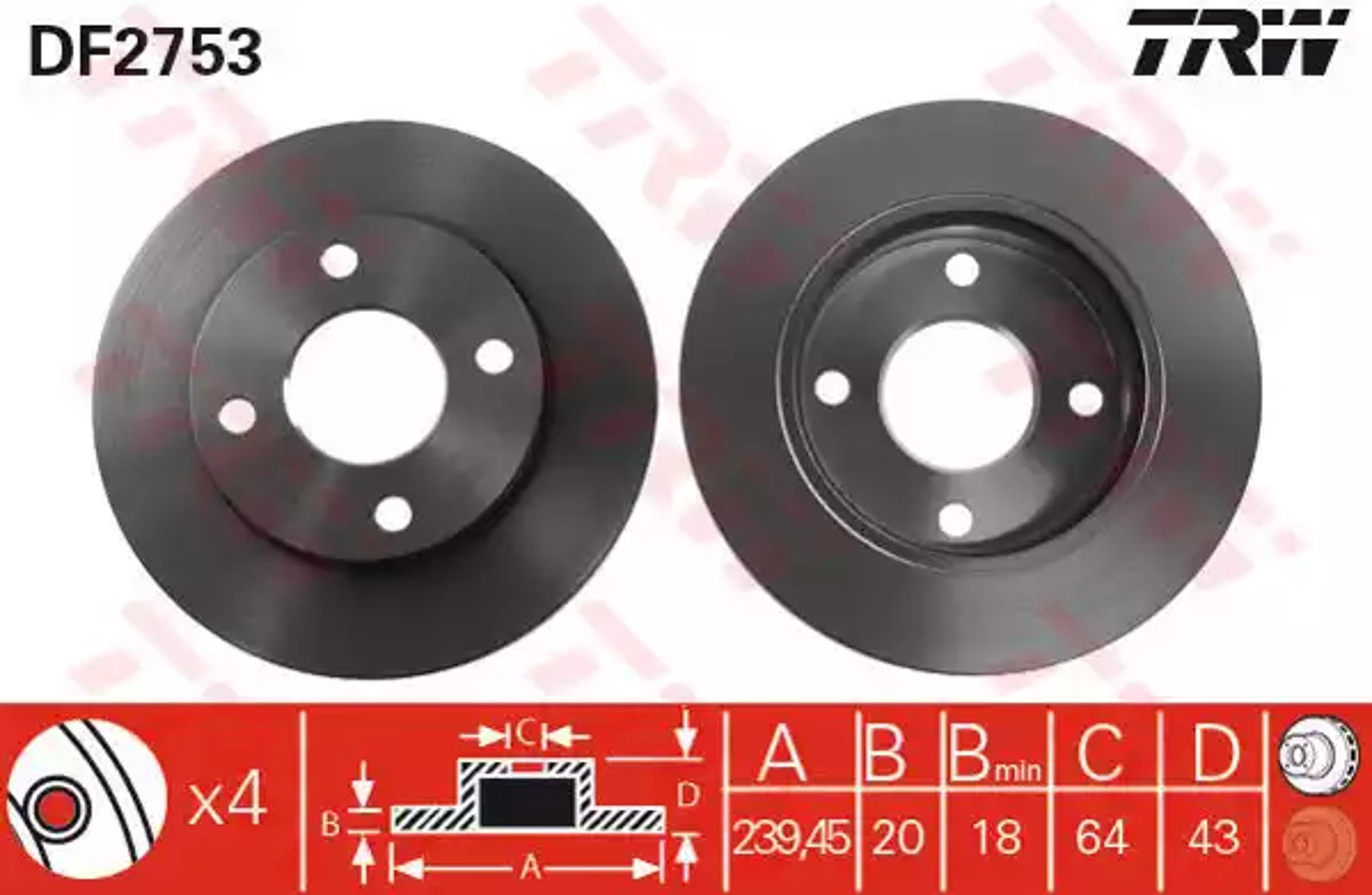 DF2753 TRW Диск тормозной