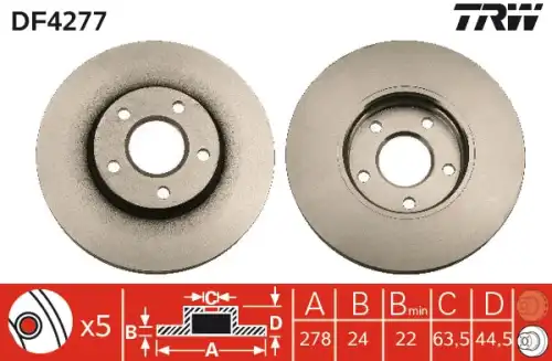 Тормозные диски TRW DF4277