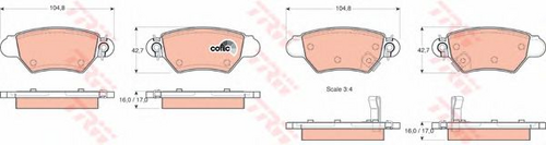 GDB1352 TRW Колодки тормозные дисковые задн OPEL: ASTRA G хечбэк 98-05, ASTRA G универсал