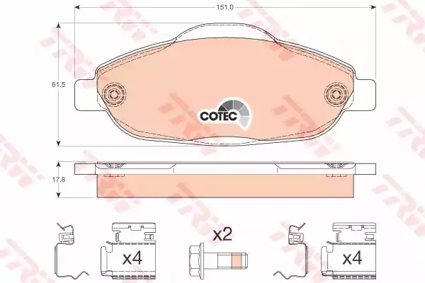 Комплект тормозных колодок дисковый тормоз cotec