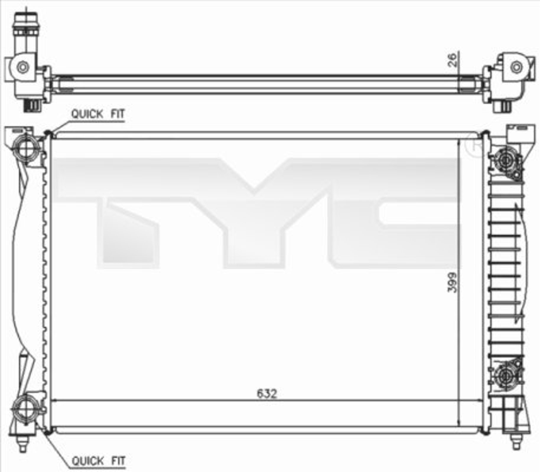 Радиатор системы охлаждения TYC 702-0014