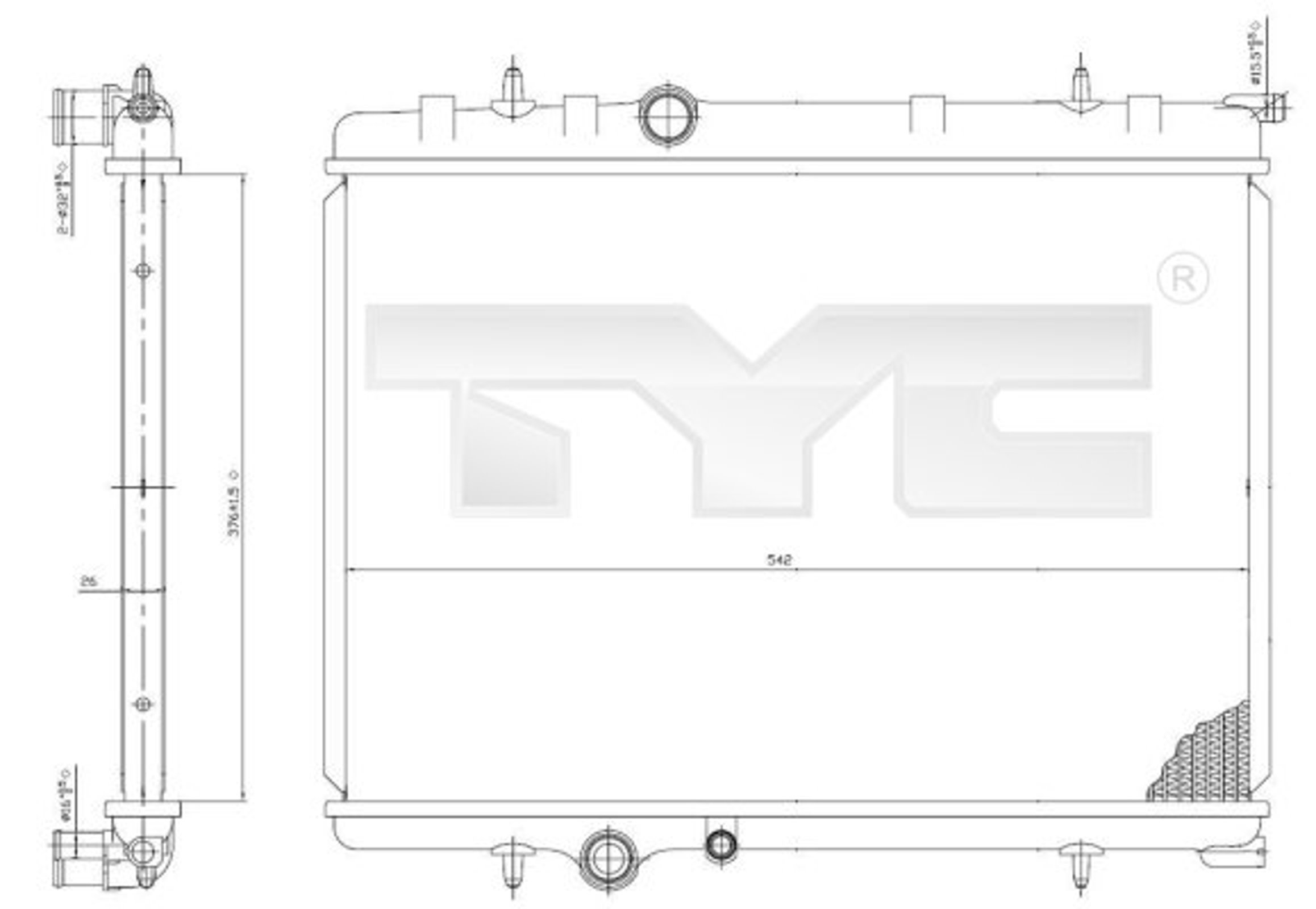 Радиатор системы охлаждения TYC 705-0028
