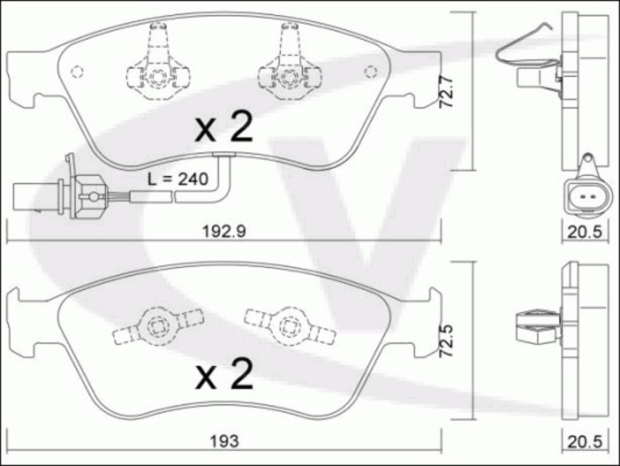 Комплект тормозных колодок дисковый тормоз VAICO V10-8299