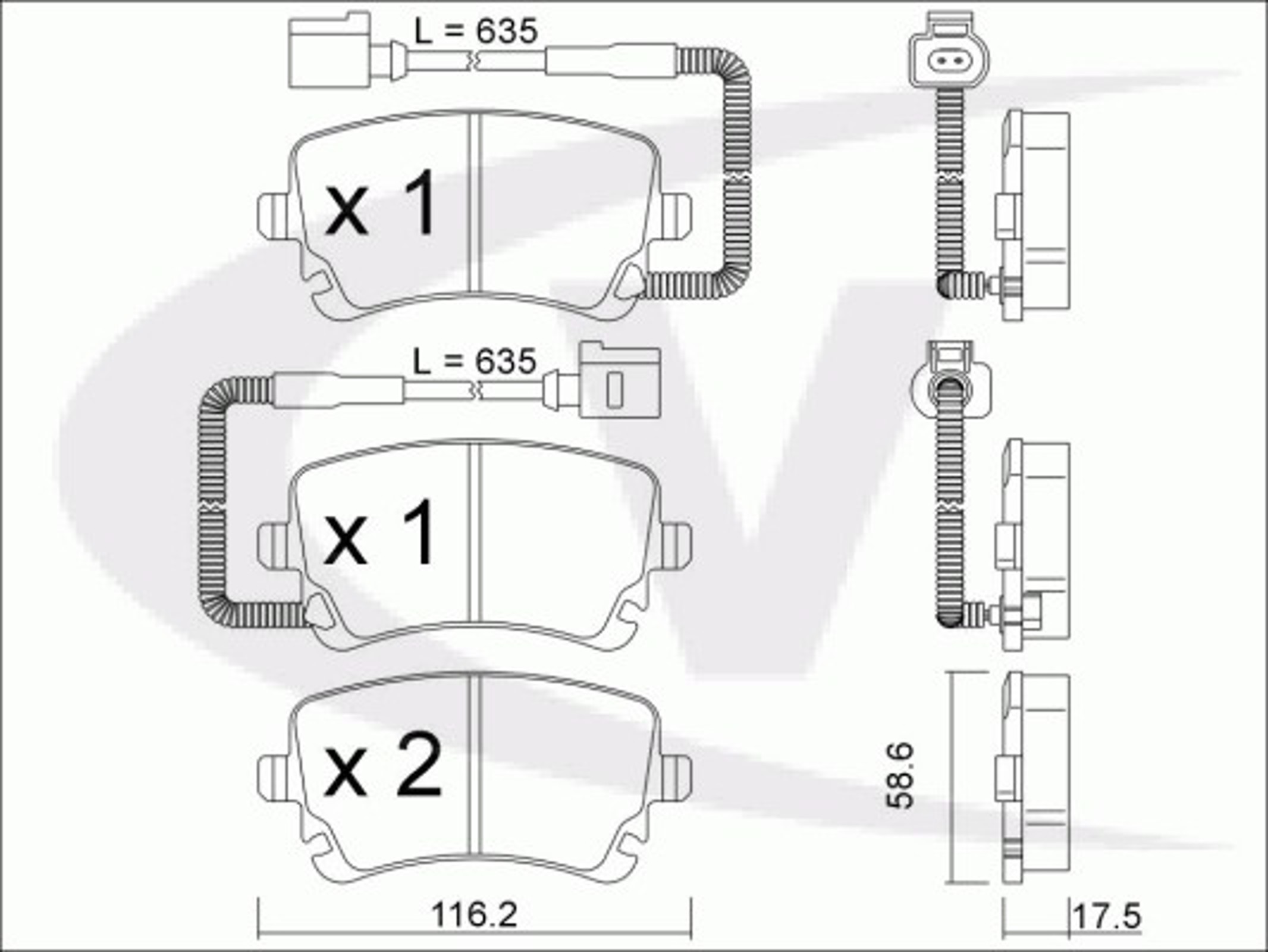 V10-8351 VAICO Комплект тормозных колодок, дисковый тормоз