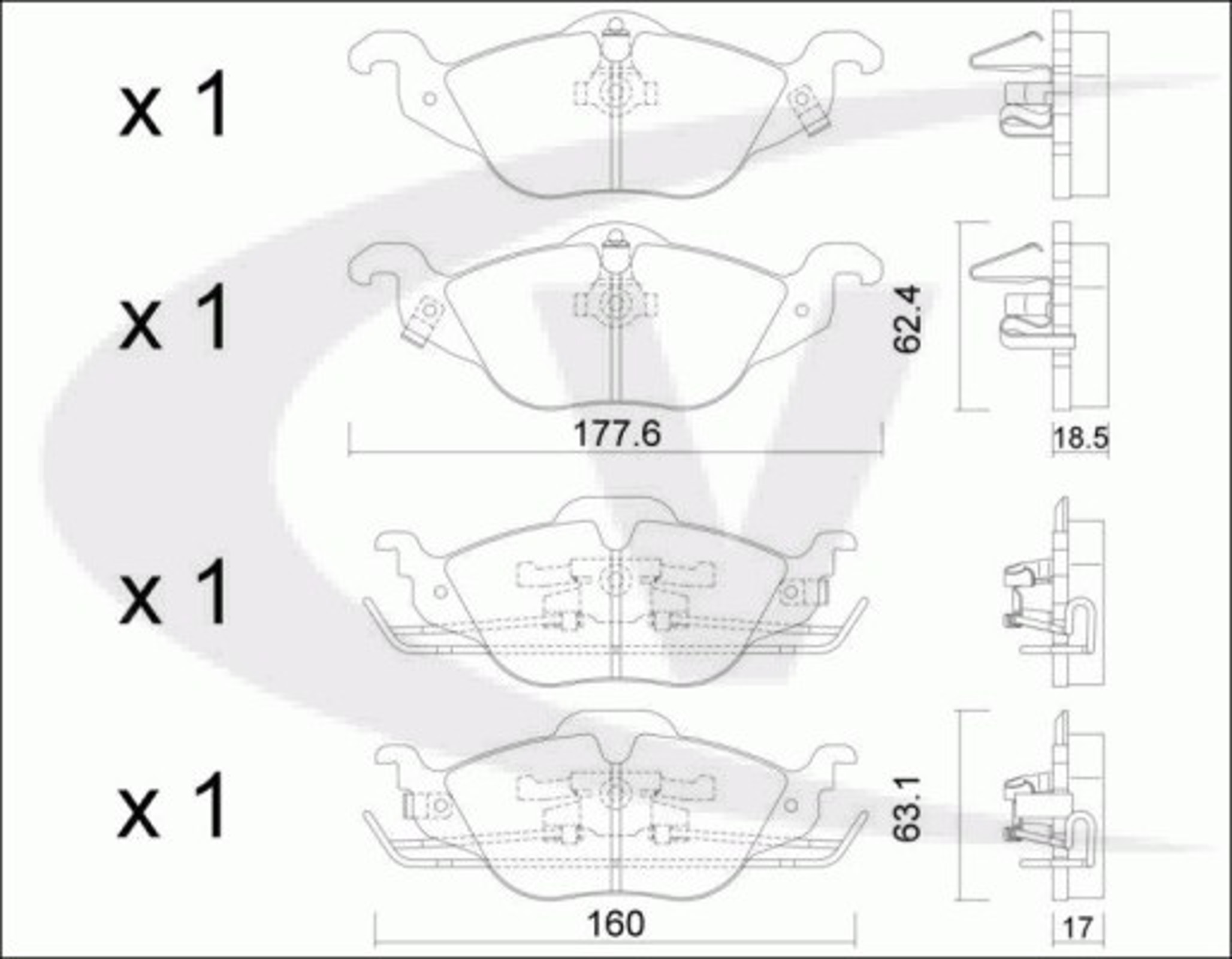 V40-8010 VAICO Комплект тормозных колодок, дисковый тормоз