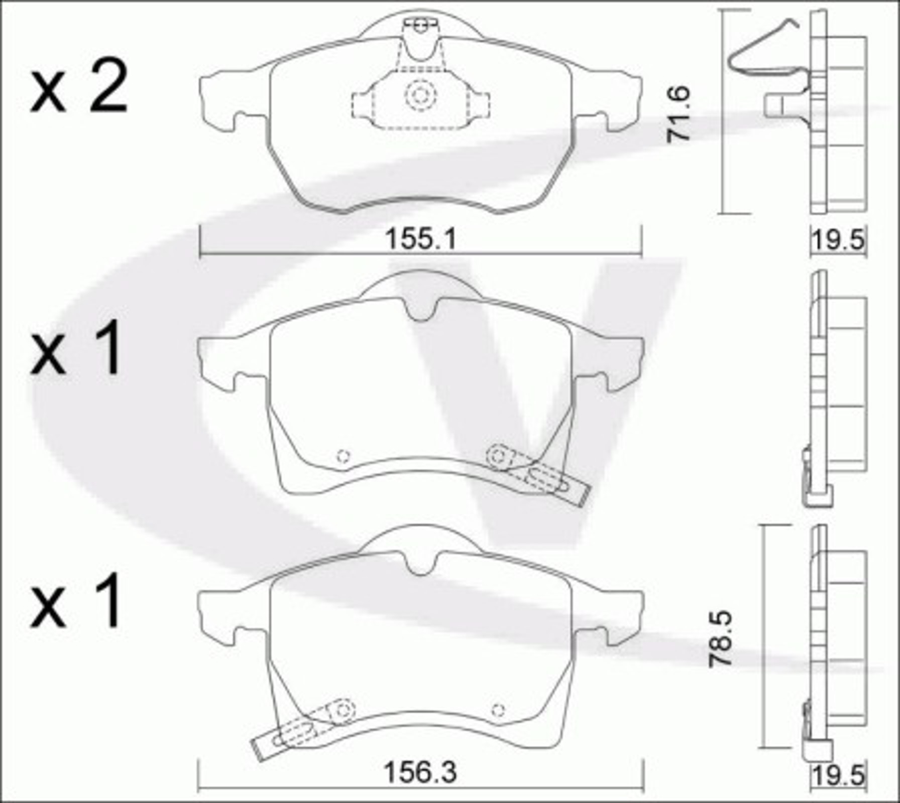 V40-8020 VAICO Колодки тормозные дисковые