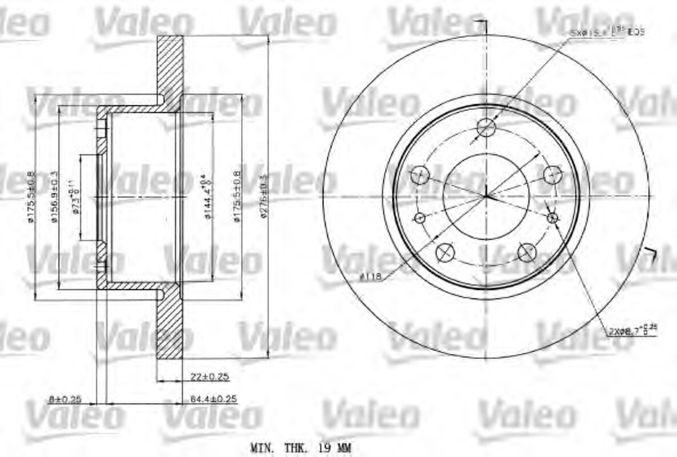 Диск тормозной VALEO 187147