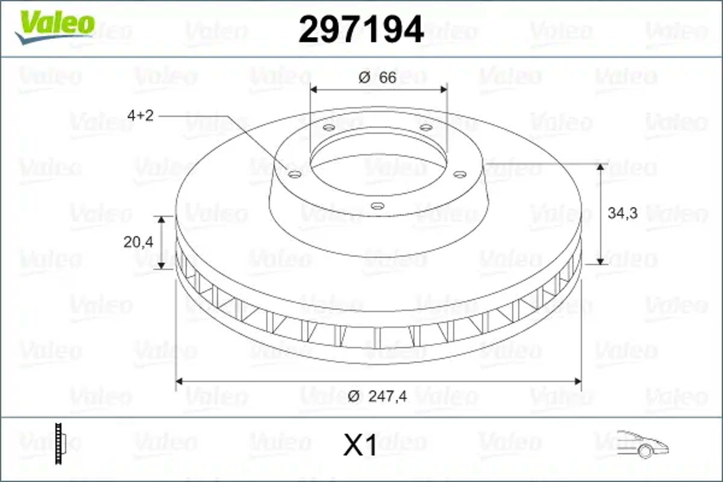 297194 VALEO Диск тормозной