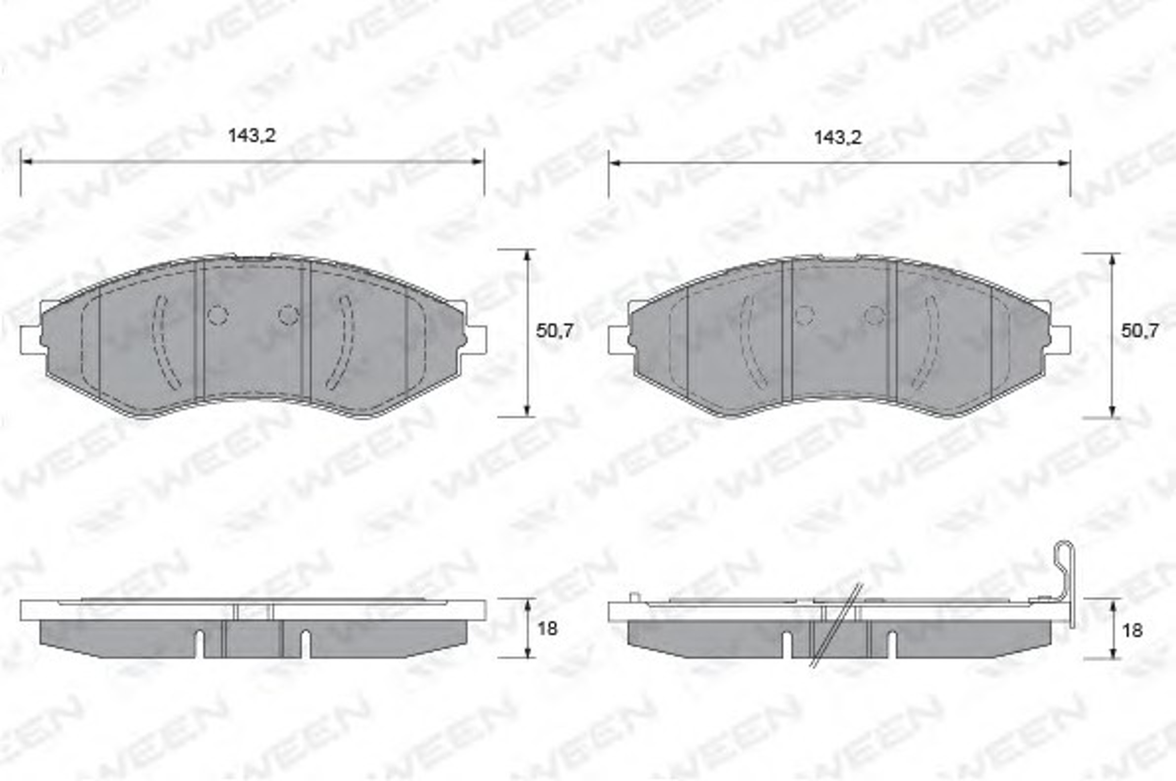 Комплект тормозных колодок дисковый тормоз WEEN 151-1110