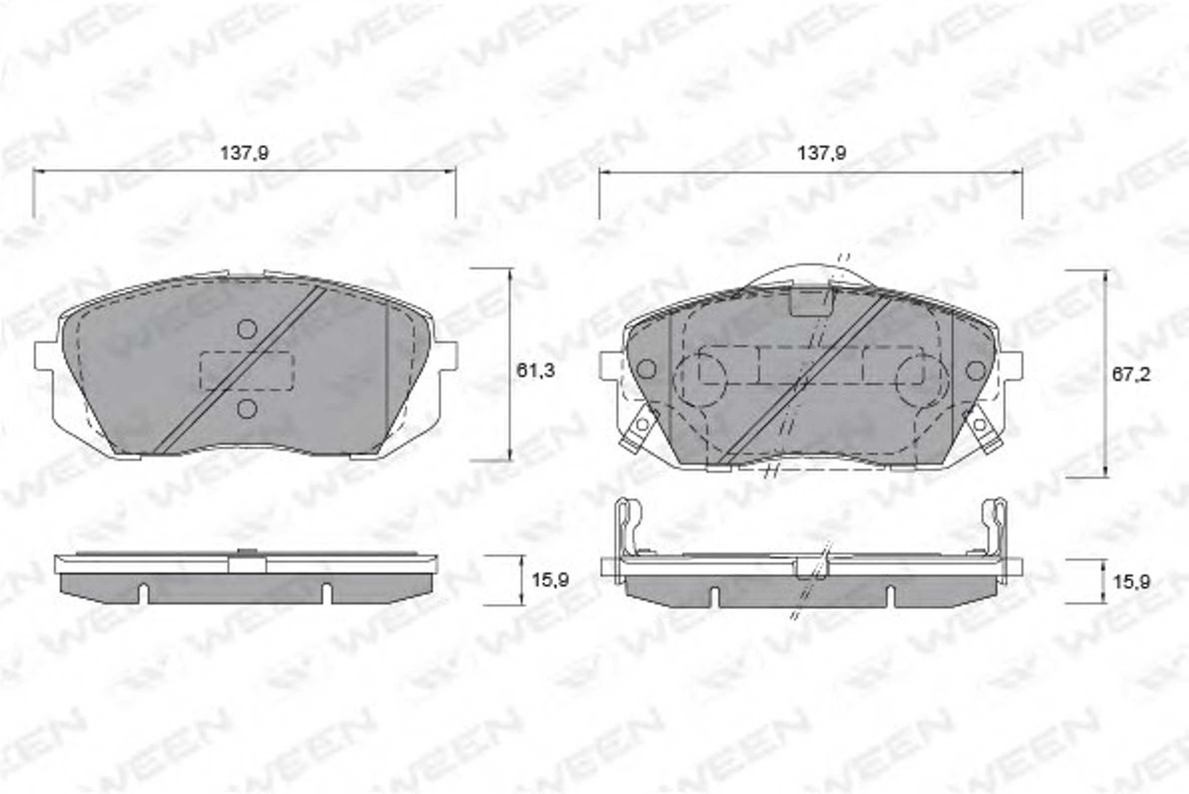 151-2579 WEEN Комплект тормозных колодок, дисковый тормоз